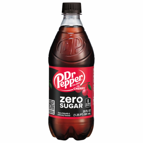 Dr Pepper Cherry Zero Sugar Soda Bottle Perspective: right