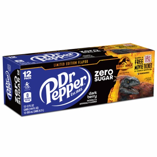 Dr Pepper Dark Berry Zero Sugar Soda Cans Perspective: right