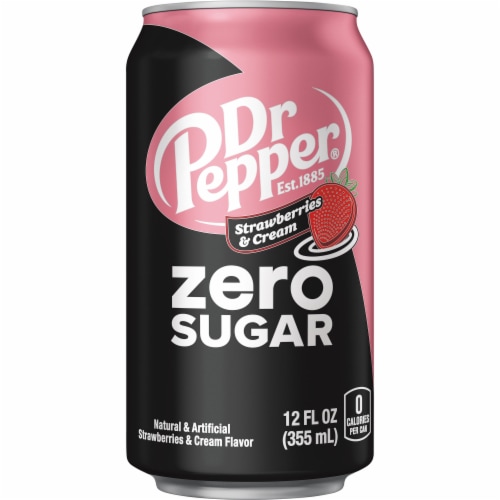 Dr Pepper® Strawberries and Cream Zero Sugar Soda Cans Perspective: right