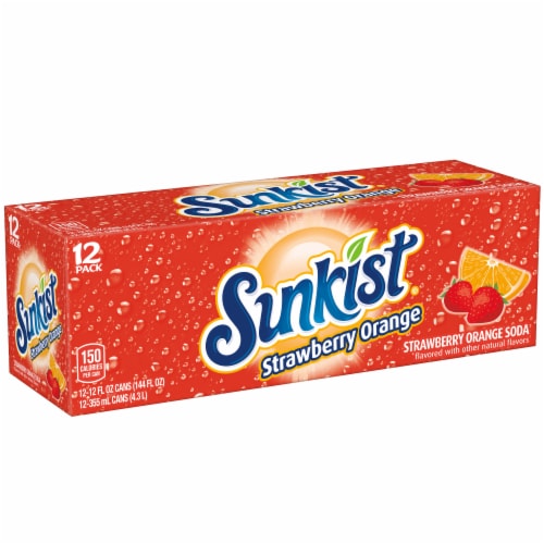 Sunkist Strawberry Orange Soda Cans Perspective: right