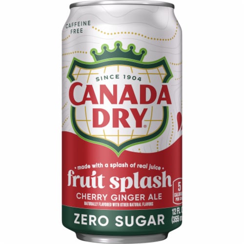 Canada Dry Fruit Splash Cherry Ginger Ale Zero Sugar Soda Cans Perspective: right