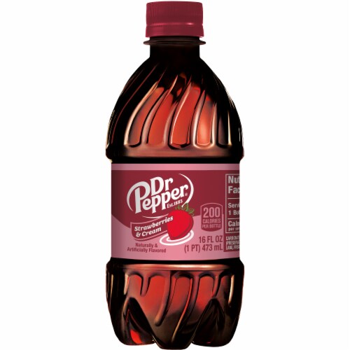 Dr Pepper Strawberries and Cream Soda Bottles Perspective: right