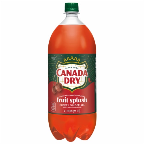 Canada Dry Fruit Splash Cherry Ginger Ale Soda Bottle Perspective: right