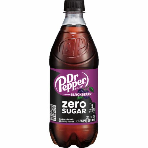 Dr Pepper Blackberry Zero Sugar Soda Bottle Perspective: right