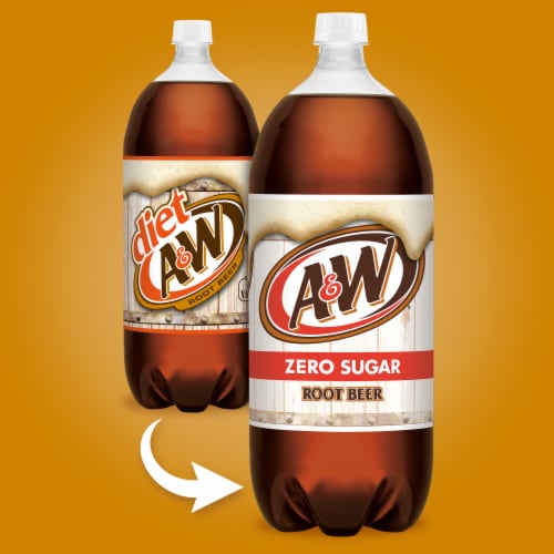 A&W® Root Beer Zero Sugar Soda Bottle Perspective: right