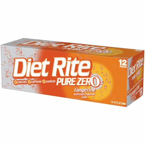 Diet Rite Pure Zero Tangerine Soda Cans Perspective: right