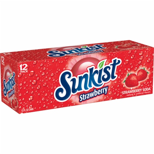 Sunkist Strawberry Soda Cans Perspective: right