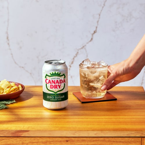 Canada Dry Zero Sugar Ginger Ale Caffeine Free Soda Cans Perspective: right