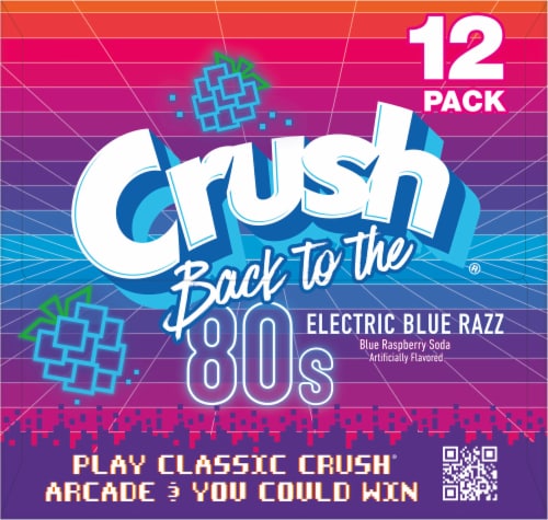 Crush® Back To The 80's Electric Blue Razz Soda Cans Perspective: right