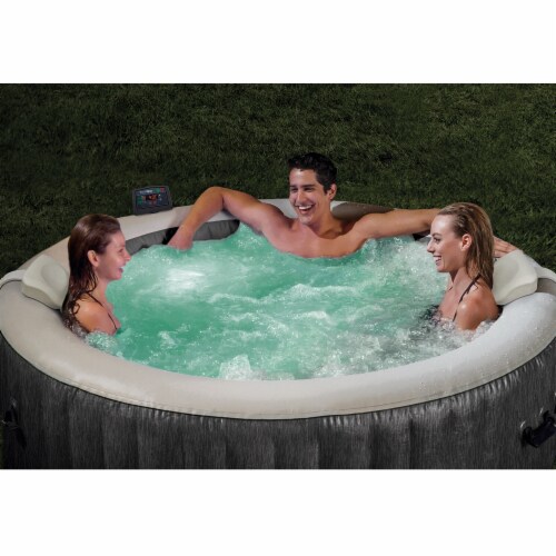Intex Greywood Deluxe 4 Person Portable Inflatable Hot Tub with LED Lights, Gray Perspective: right