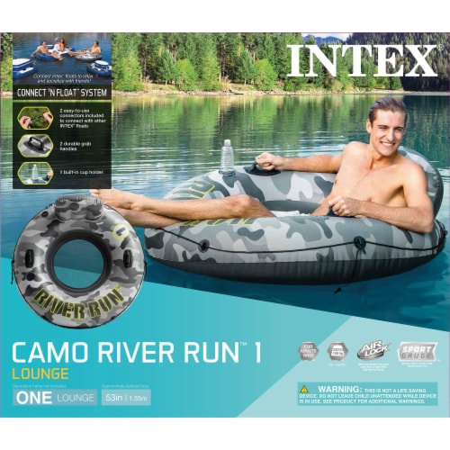 Intex 56835EP River Run I Camo Inflatable Floating Tube Raft with Cup Holders Perspective: right