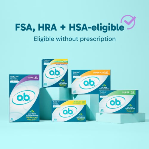 o.b. Tampons Regular, Super & Super Plus Absorbency Triple-Pack Unscented Perspective: right