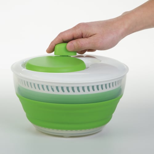 Progressive Collapsible Salad Spinner - Green/White Perspective: right