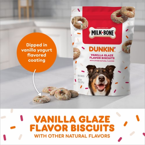 Milk-Bone Dunkin’ Vanilla Glaze Flavor Dog Biscuits With Other Natural Flavors Perspective: right