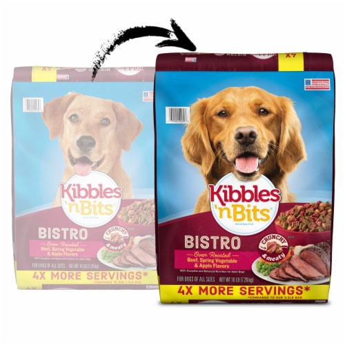 Kibbles 'n Bits® Bistro Adult Dry Dog Food Oven Roasted Beef, Spring Vegetable & Apple Flavors Perspective: right