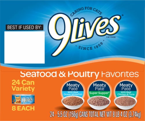 9Lives Seafood Poultry Moist Cat Food Variety Pack 24 ct 5.5 oz Foods Co