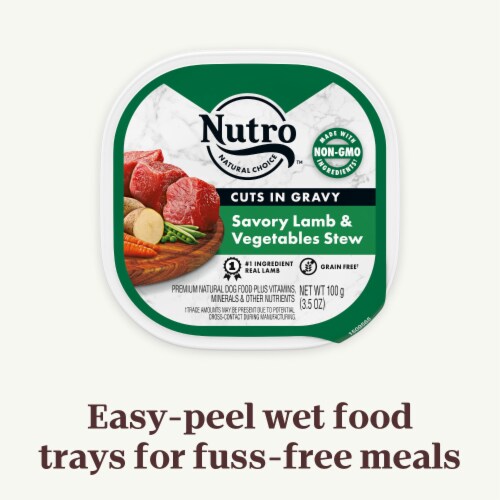 NUTRO Adult Gravy Savory Lamb & Vegetables Stew Recipe Natural Grain Free Wet Dog Food Perspective: right