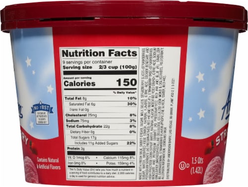 Anderson Dairy Strawberry Ice Cream Tub Perspective: right
