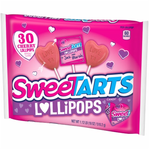 SweeTARTS Cherry Flavored Valentine Lollipops Candy Perspective: right