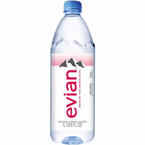 Evian Natural Spring Water Bottles Perspective: right
