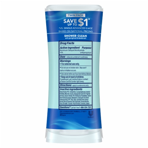 Degree Advanced Women's Antiperspirant Deodorant Stick Shower Clean Twin Pack Perspective: right