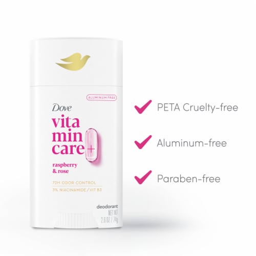 Dove VitaminCare+ Aluminum Free Deodorant Stick Raspberry & Rose Breathable Deodorant for Women Perspective: right