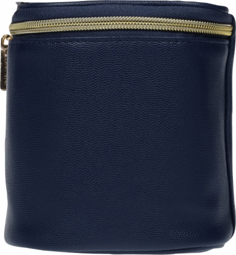 Conair® Textured PVC Train Case Cosmetic Bag - Navy Perspective: right