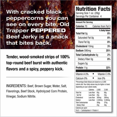 Old Trapper Peppered Beef Jerky Perspective: right