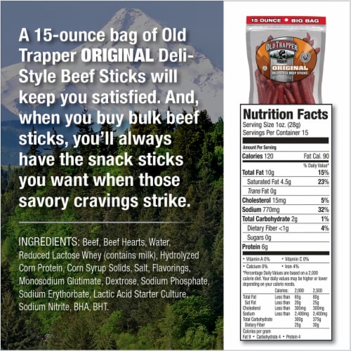 Old Trapper Original Deli Style Beef Stick Perspective: right