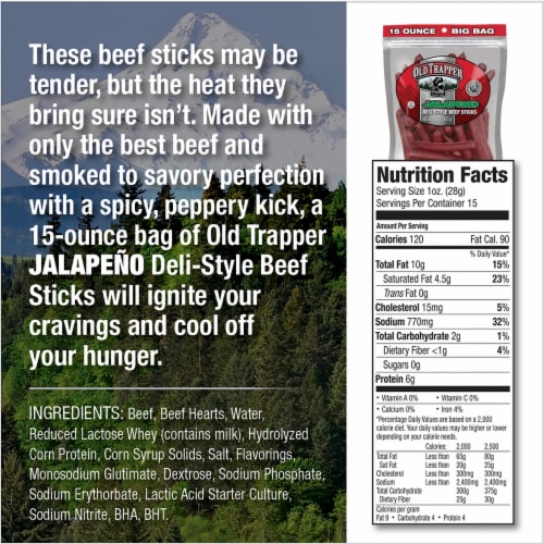 Old Trapper Jalapeno Deli Style Beef Sticks Perspective: right