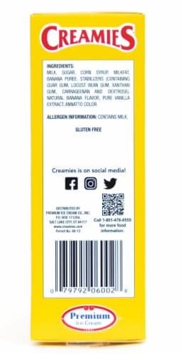 Creamies Reduced Fat Banana Cream Ice Cream Bars Perspective: right