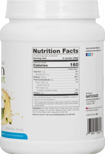 Naturade Pea Protein Vanilla Vegan Shake Perspective: right