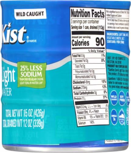 Starkist® Chunk Light Tuna in Water 25% Less Sodium Can Perspective: right