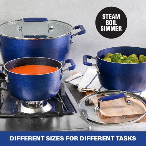 Granite Stone Blue Non-Stick Nesting Pots Perspective: right