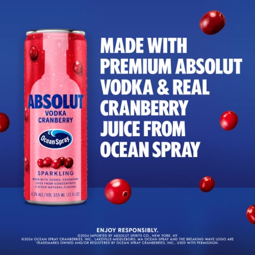 Absolut Vodka + Ocean Spray Sparkling Cocktail Variety Pack Perspective: right