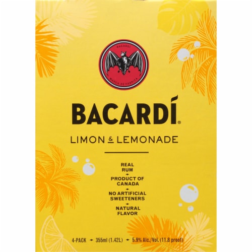 Bacardi® Limon & Lemonade Real Rum Ready to Drink Cocktail Perspective: right
