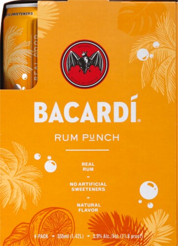 Bacardi Punch Real Rum Ready to Drink Cocktail Perspective: right
