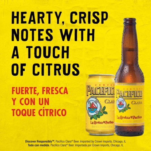 Pacifico Clara Lager Mexican Beer Perspective: right