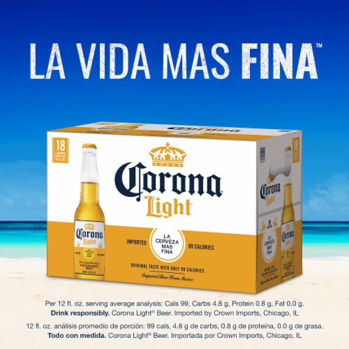 Corona Light Mexican Lager Import Lower Calorie Beer Perspective: right