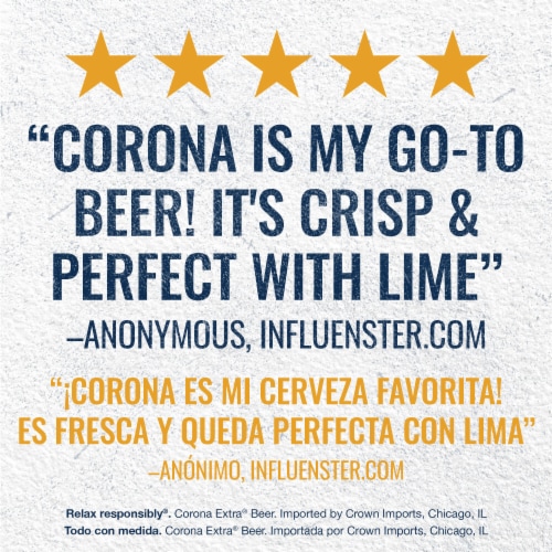 Corona Extra Mexican Lager Import Beer Perspective: right