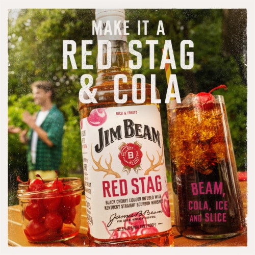 Jim Beam Red Stag Black Cherry Liqueur with Kentucky Straight Bourbon Whiskey Perspective: right