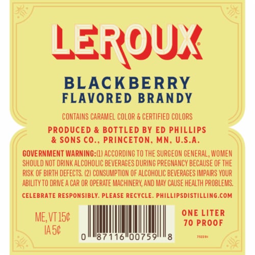 Leroux Polish Style Blackberry Grape Brandy Perspective: right