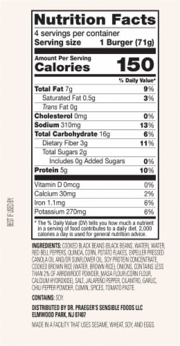 Dr. Praeger's Gluten Free Black Bean Quinoa Veggie Burgers Perspective: right