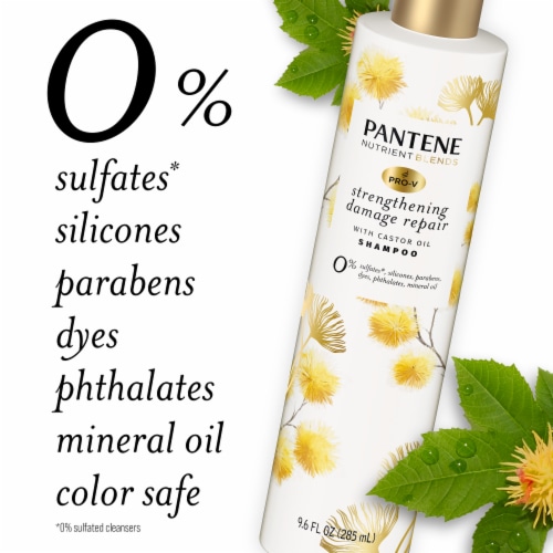 Pantene Sulfate Free Shampoo Hair Strengthening Anti Frizz Damage Repair Shampoo with Castor Oil Perspective: right