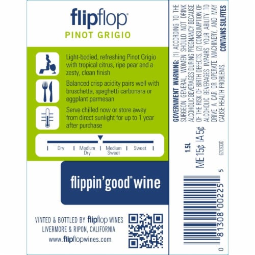 Flipflop Pinot Grigio California White Wine Perspective: right