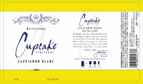 Cupcake Vineyards Sauvignon Blanc White Wine Perspective: right