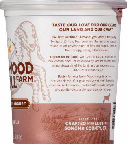 Redwood Hill Farm Vanilla Goat Milk Yogurt Tub Perspective: right