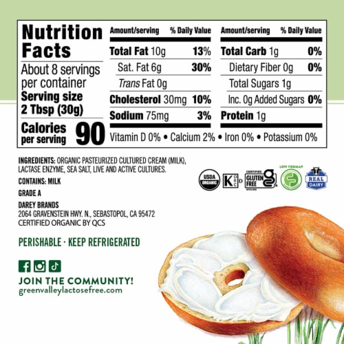 Green Valley Lactose Free Organic Cream Cheese Perspective: right