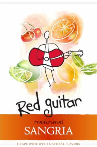 Red Guitar Sangria Spanish Red Wine Perspective: right