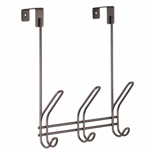 iDesign Classico Over-the-Door Satin Finish 3-Hook Towel Rack - Silver Perspective: right